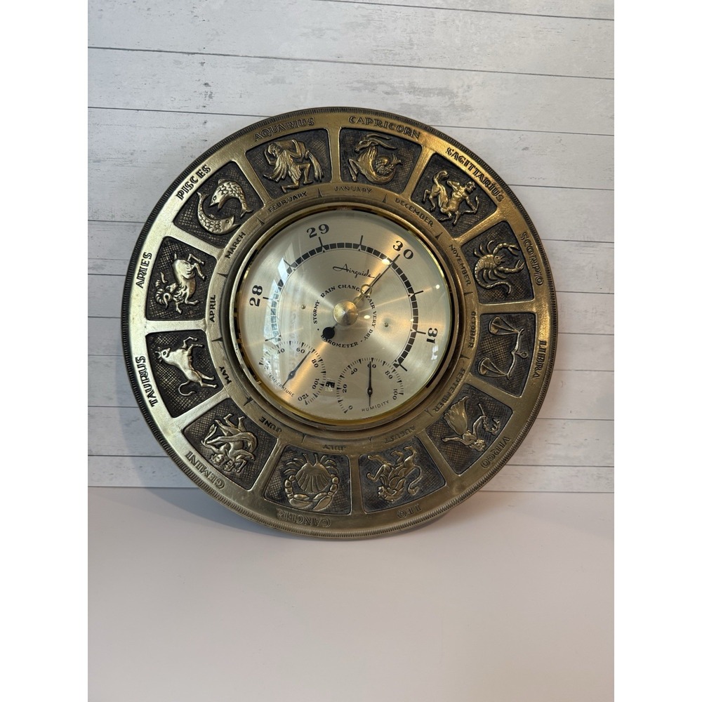 Vintage Airguide Zodiac Barometer Thermometer Hygrometer Horoscope Wall Decor